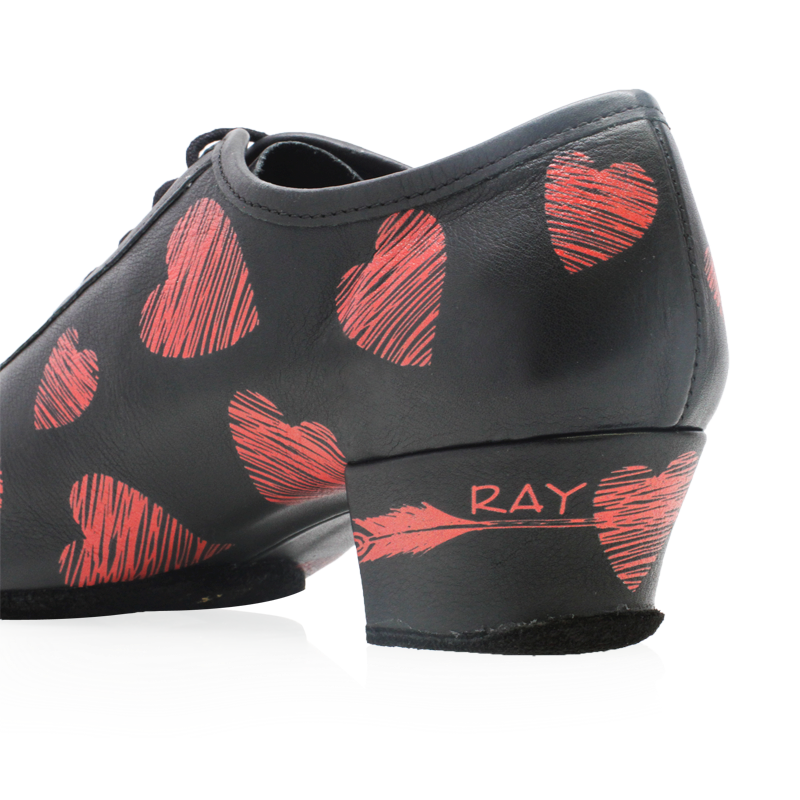 Ray Rose 415 Solstice Black Leather with Heart Print Ladies Practice Dance Shoe