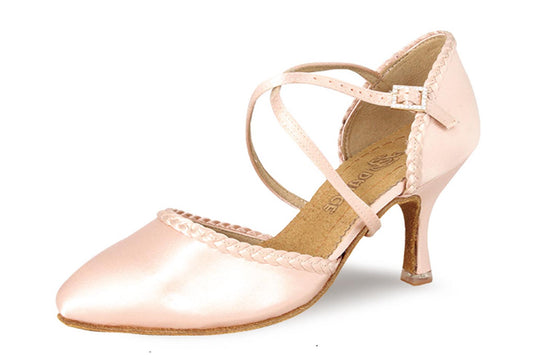BD Dance 184 Smooth Ballroom Dance Shoe with Braided Detail, Cross Strap, and Quick Release Buckle