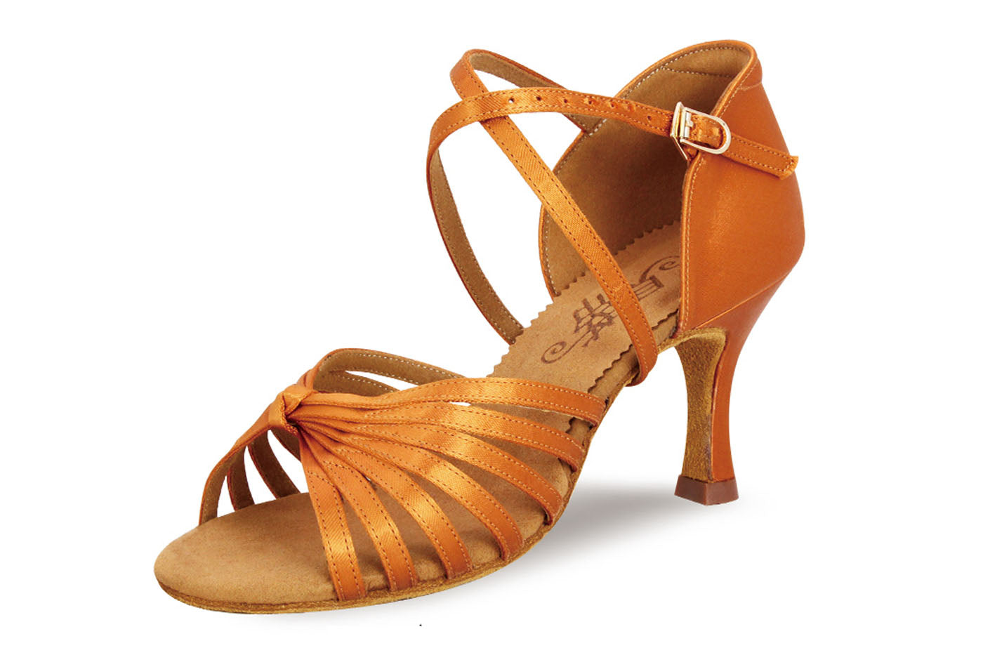 BD Dance 2398 Satin Ladies Latin Dance Shoe with Cross Ankle Strap