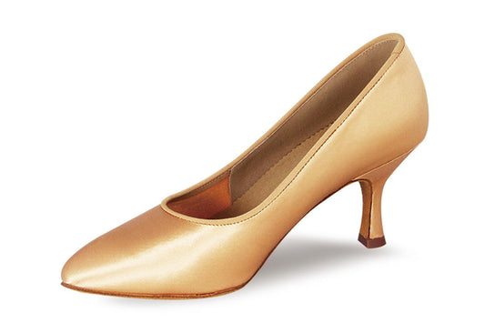 BD Dance 104 Ladies Tan Satin Ballroom Dance Shoe with Flexible Arch