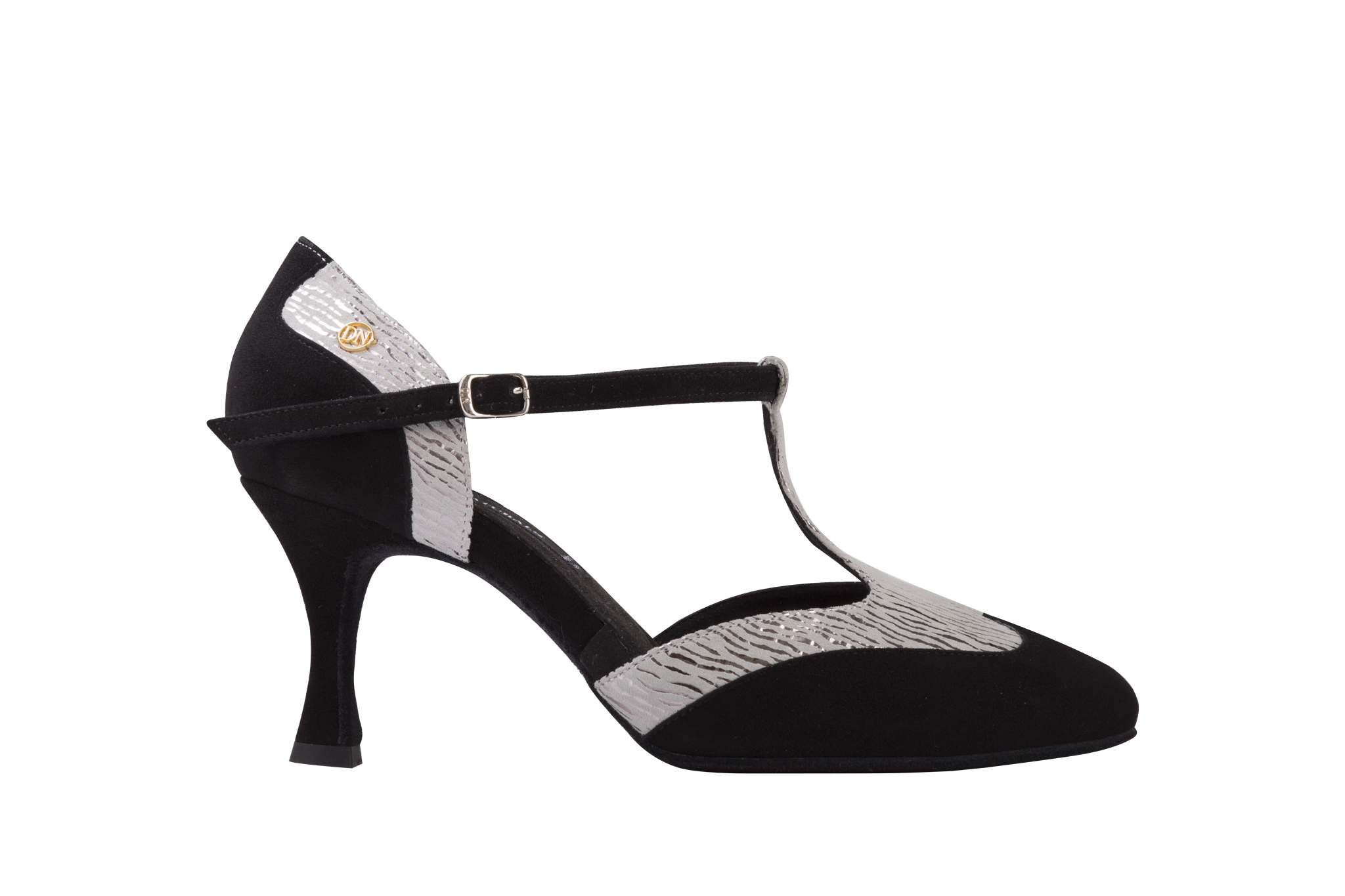Dance Naturals 731 Serenella Black Suede/Silver Smooth Ballroom Shoe w