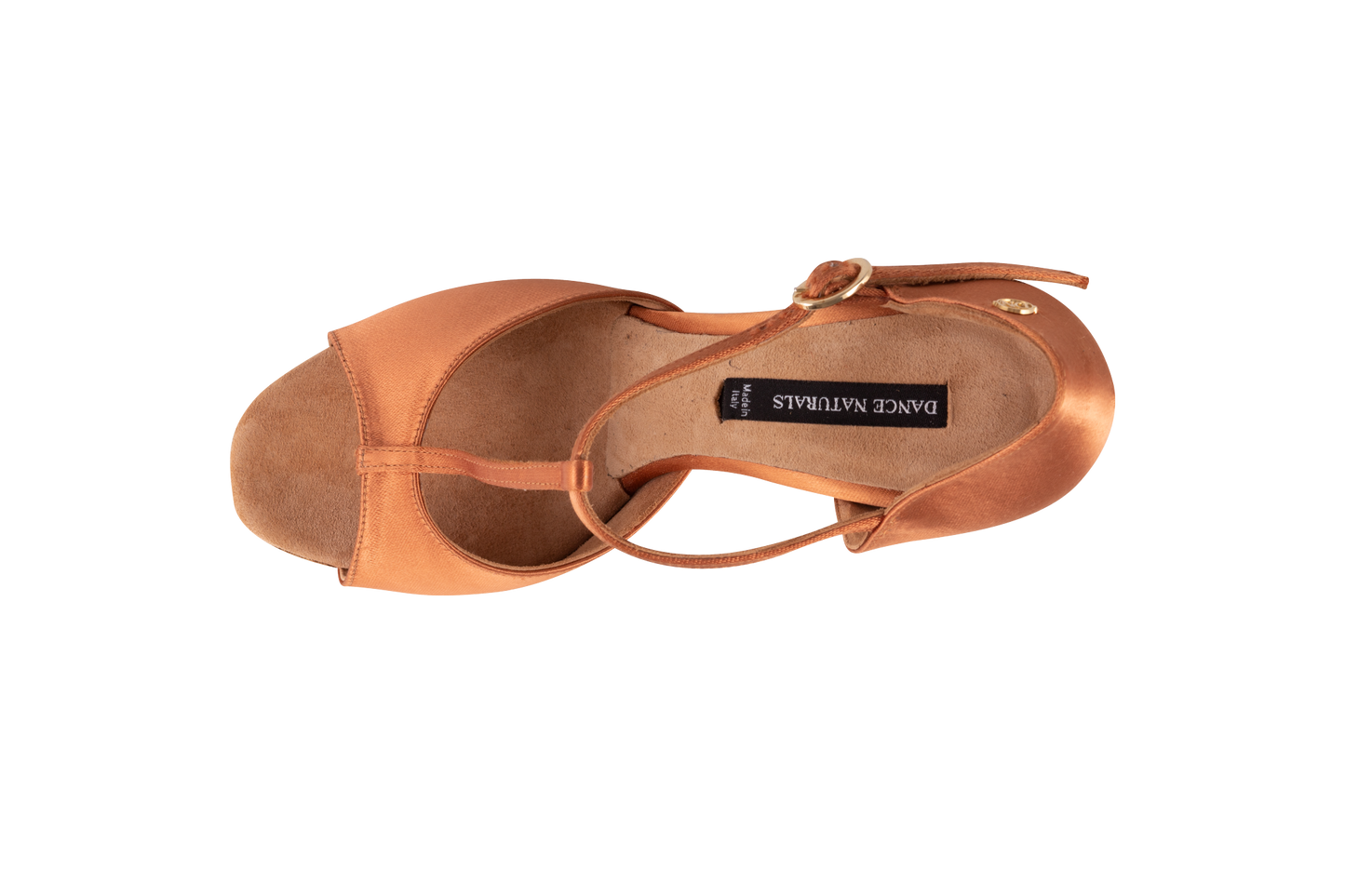 Dance Naturals 200 Fenice Brown Satin T-Strap Ladies Tango Dance Shoe with Open Toe