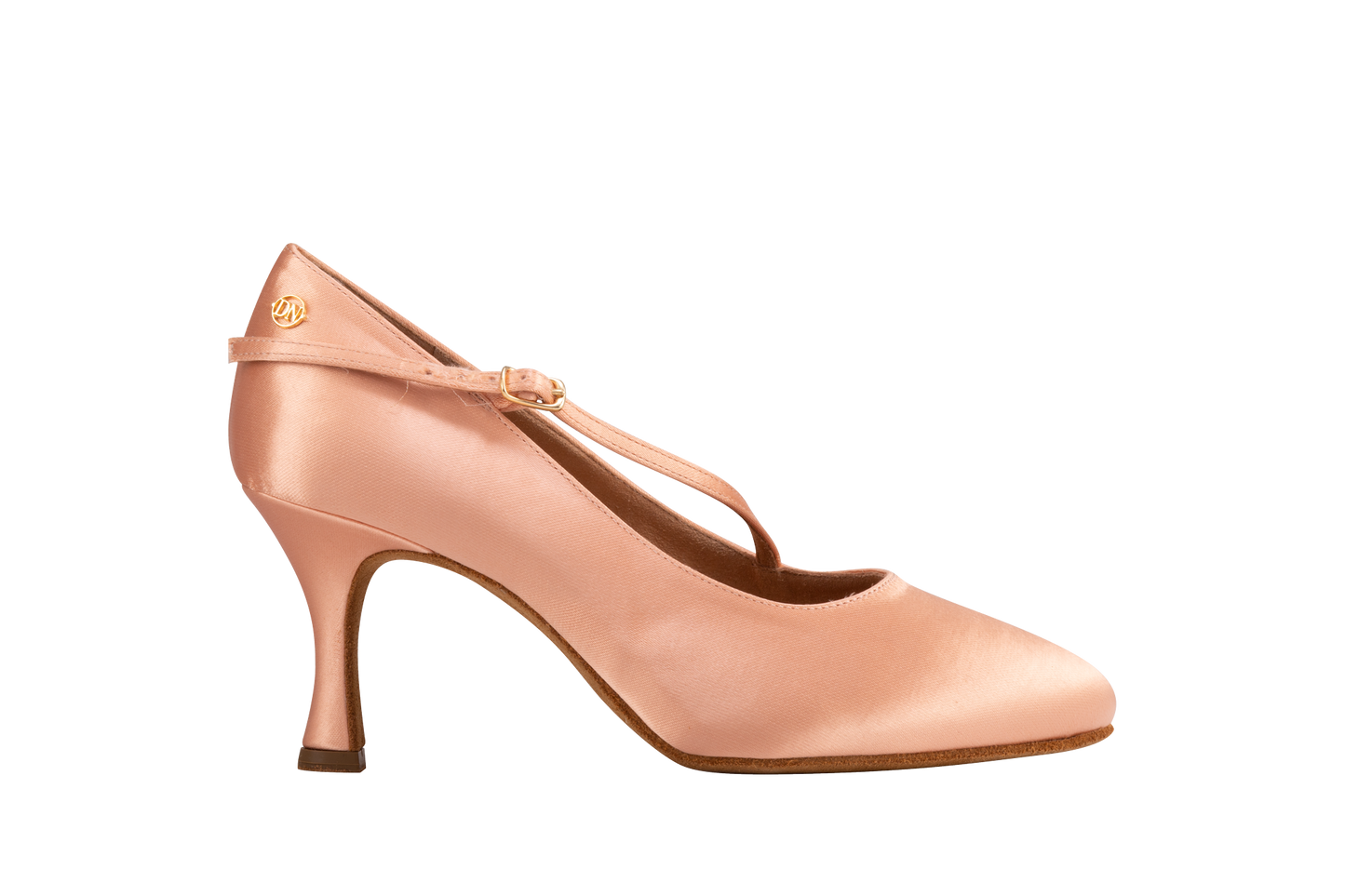 Dance Naturals 220 Elena Flesh Satin Ladies Ballroom Dance Shoe with Rounded Toe and Diagonal Strap