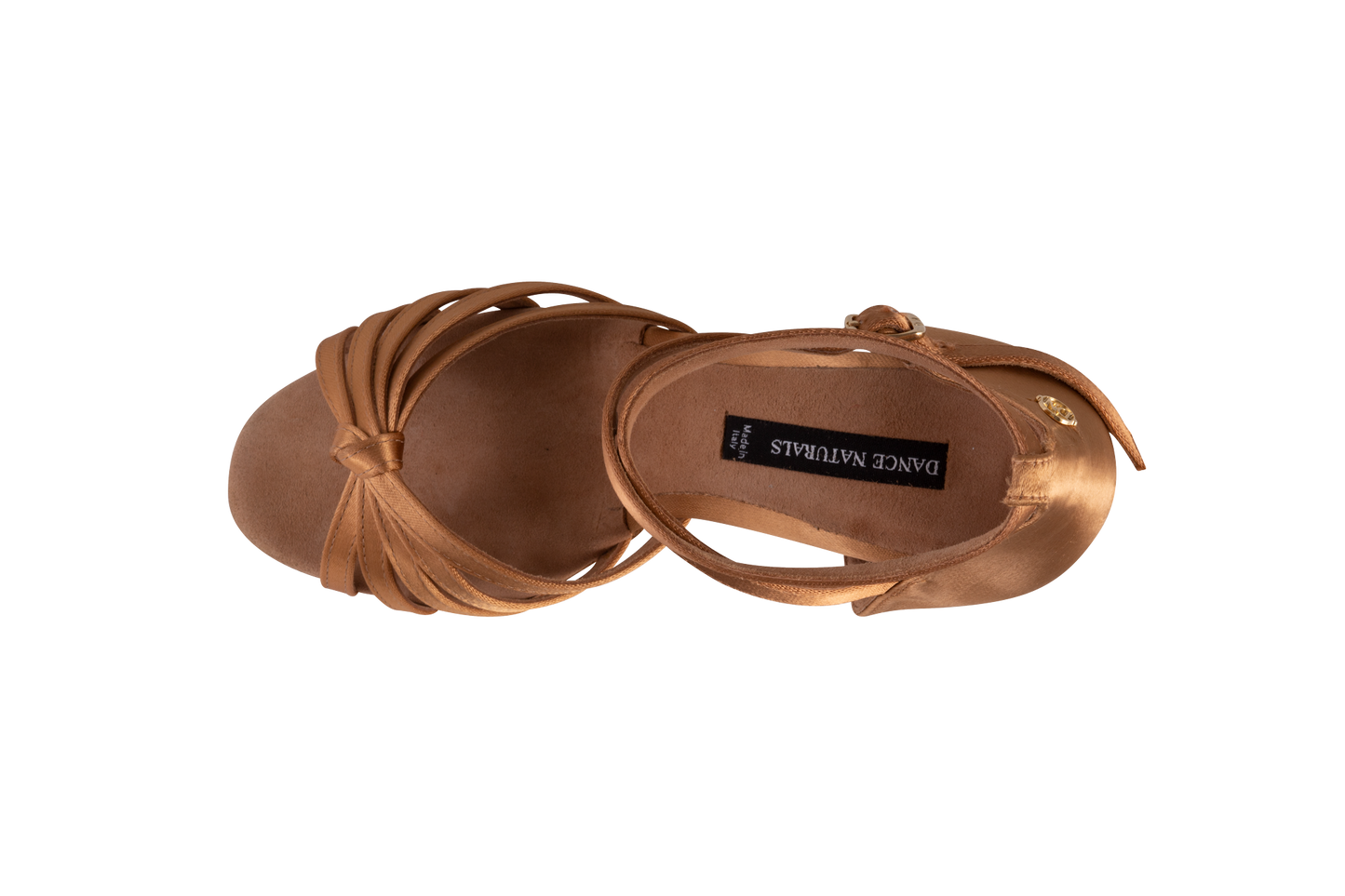 Dance Naturals Laguna Bronze Satin Latin Dance Shoe with Center Knot and Double Ankle Strap