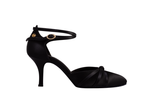 Dance Naturals 28 Contessina Black Satin Pointed Toe Smooth Ballroom Dance Shoe