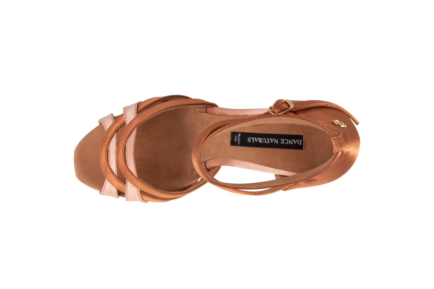 Dance Naturals Arte Brown Satin/Flesh Satin Ladies Latin Dance Shoe with Double Ankle Strap