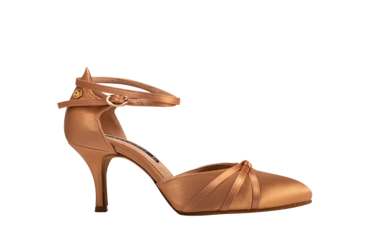 Dance Naturals 28 Contessina Bronze Satin Pointed Toe Smooth Ballroom Dance Shoe