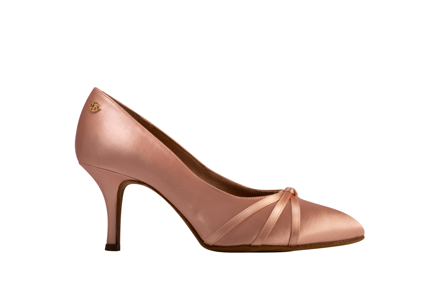 Dance Naturals 29 Locandiera Flesh Satin Pointed Toe Ballroom Shoe with Delicate Knot Detail