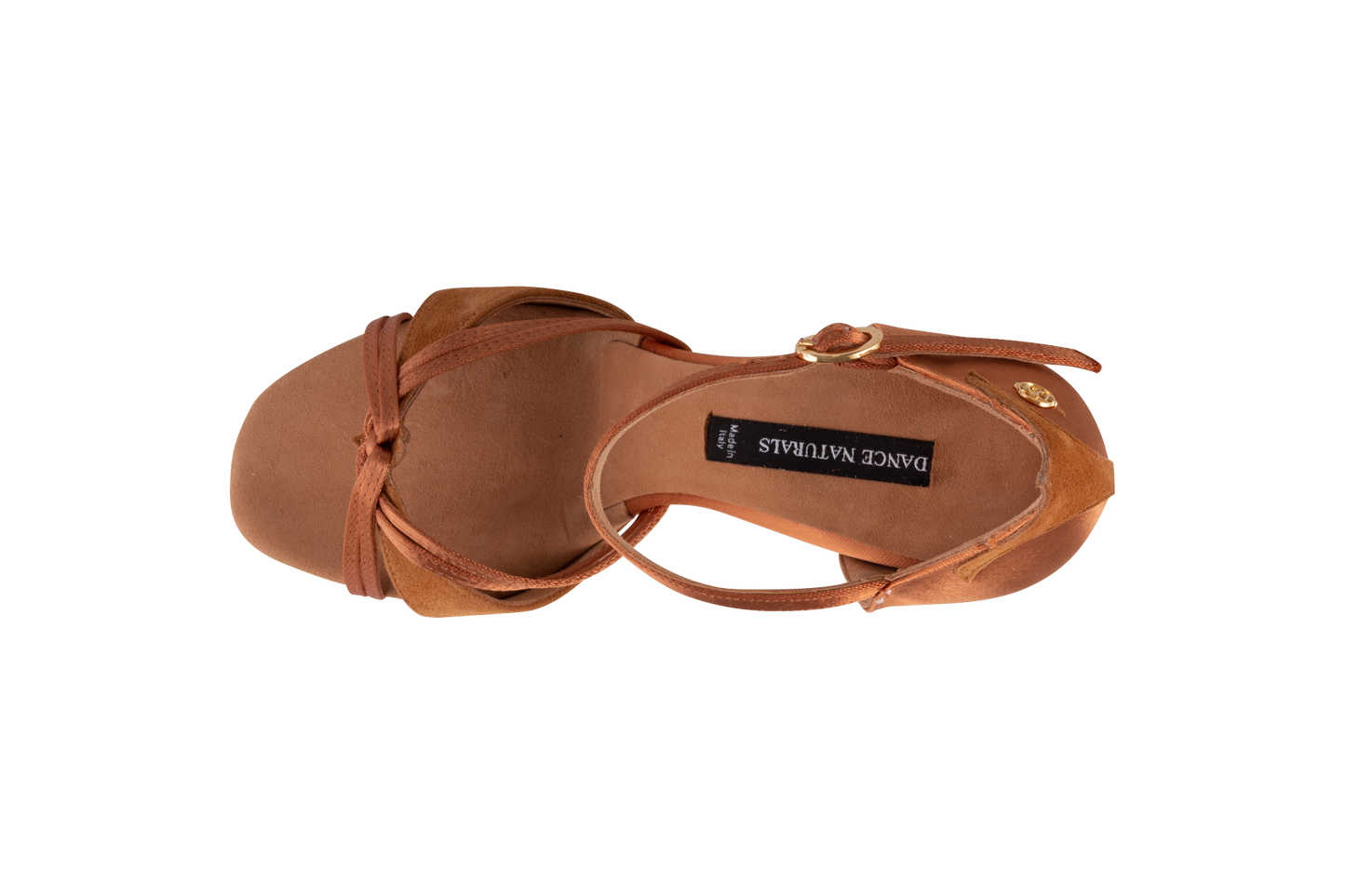 Dance Naturals 509 Stella Brown Satin and Brown Suede Ladies Latin Dance Shoe with Wide Open Toe
