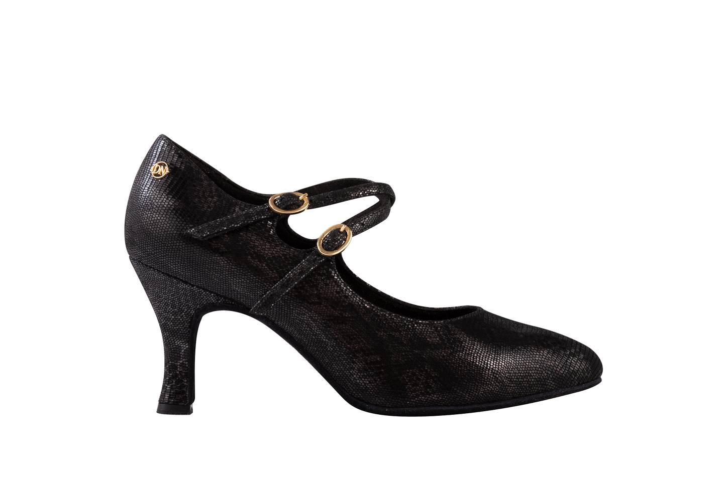 Dance Naturals 93 Meneghina Dark Snakeskin Ladies Ballroom Dance Shoe with Two Crossed Straps