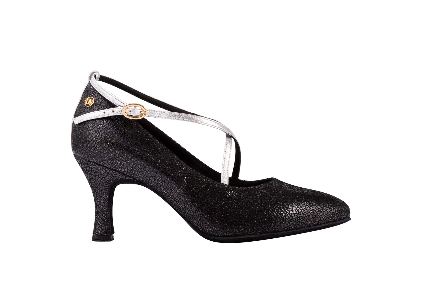 Black Dance Shoe with Silver Leather Straps