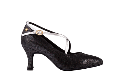 Black Dance Shoe with Silver Leather Straps