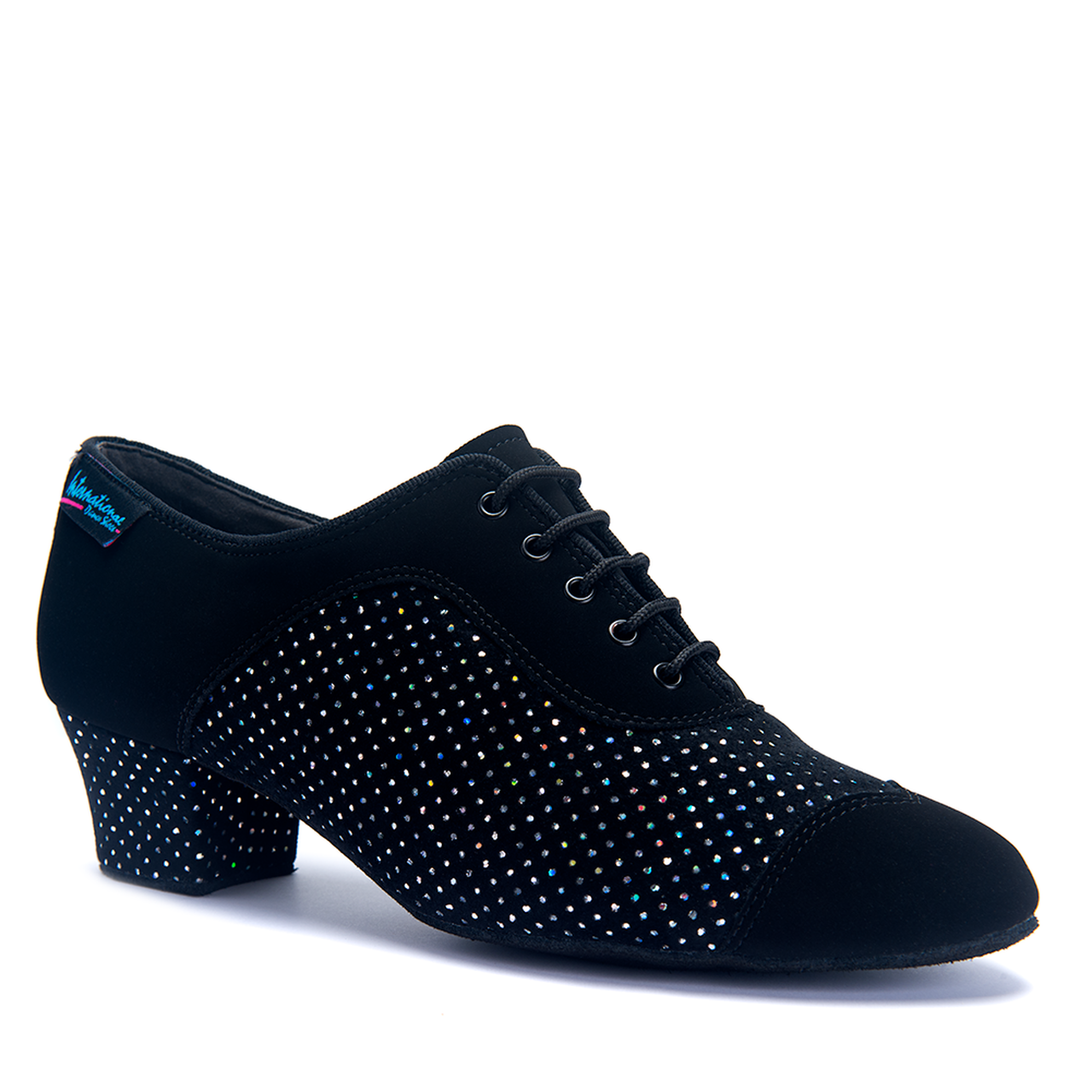 International Dance Shoes IDS CK Line Black Nubuck/Black Silver Hologram Teaching and Practice Shoe