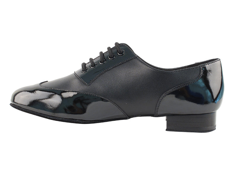 Very Fine CM100101 Black Patent & Black Leather or Black Patent & White Leather Men's Ballroom Shoe