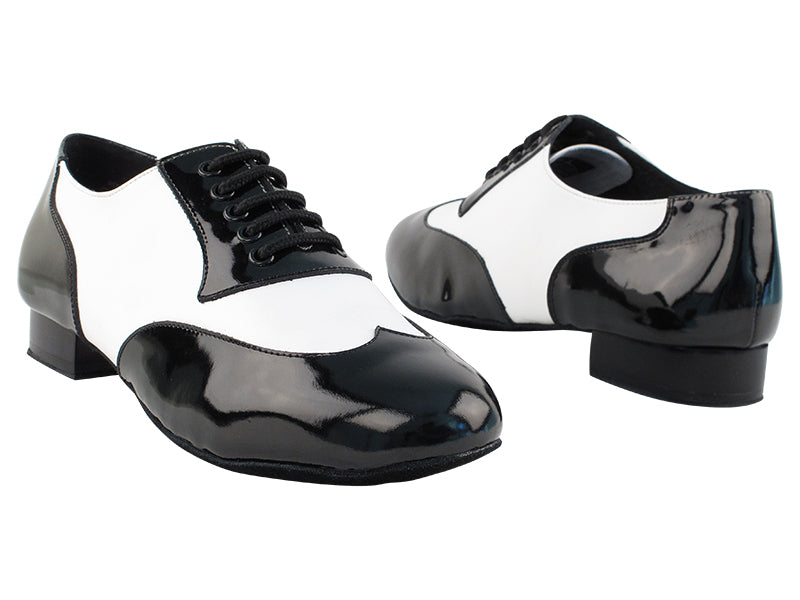 Very Fine CM100101 Black Patent & Black Leather or Black Patent & White Leather Men's Ballroom Shoe