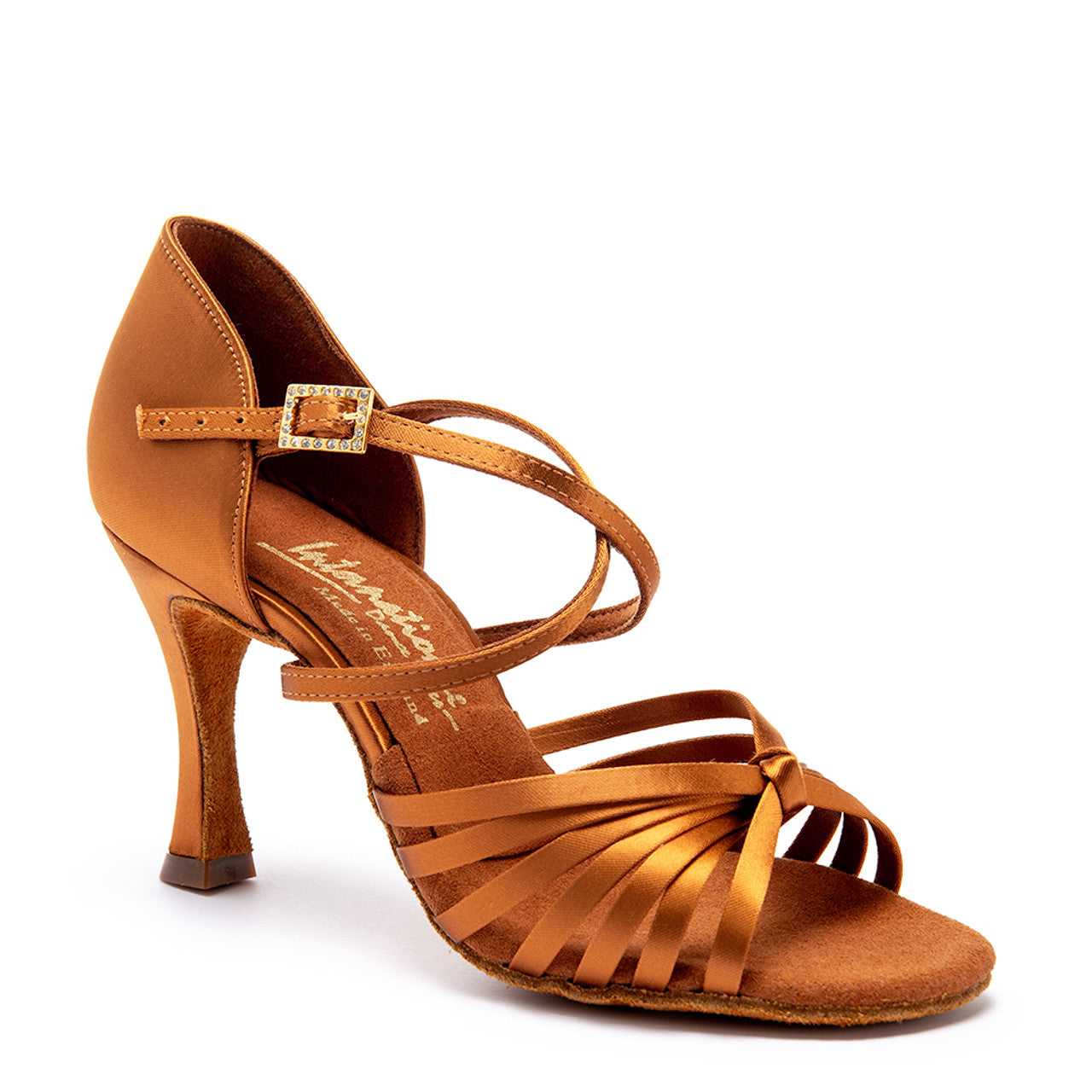 International Dance Shoes IDS Ladies Satin Latin Dance Shoe with Knot on Vamp.  Available in Multiple Colors and Heel options FIORELLA