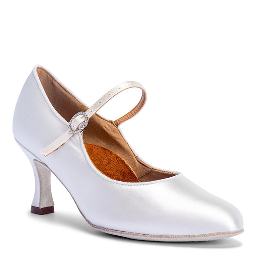 International Dance Shoes IDS ICS Classic Ladies White Satin Standard Ballroom Dance Shoe