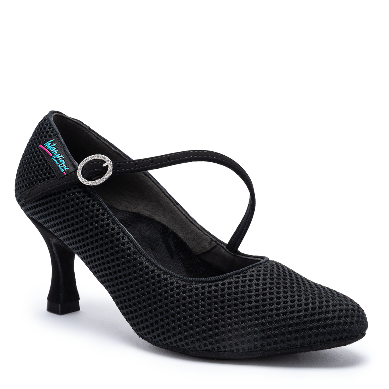 International Dance Shoes IDS ICS RoundToe SingleStrap AirMesh Ladies Ballroom Dance Shoe with Diagonal Strap