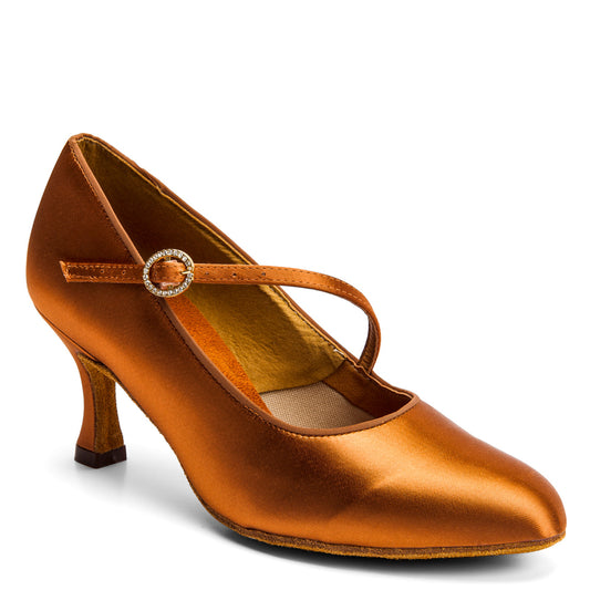 Standard International Dance Shoes IDS Ladies Satin Ballroom Shoe.  Available in Multiple Colors and Heel Options ICS ROUNDTOE SINGLESTRAP