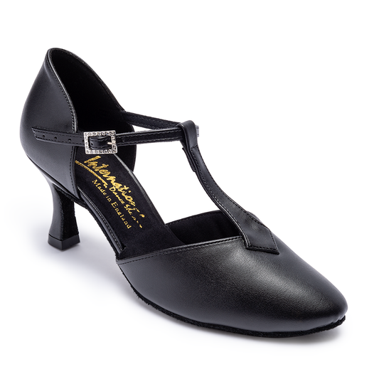 International Dance Shoes IDS Karen Ladies Black Calf Smooth Ballroom Shoe with T-Bar