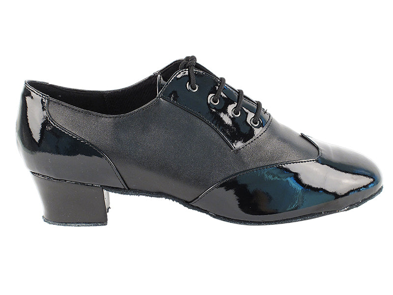 Very Fine M100101 Black Patent & Black Leather or Black Patent & White Leather Men's Latin Heel Dance Shoe