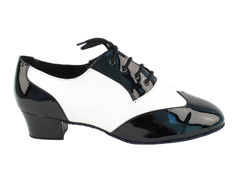 Very Fine M100101 Black Patent & Black Leather or Black Patent & White Leather Men's Latin Heel Dance Shoe