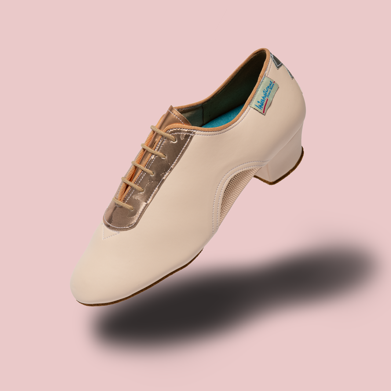 International Dance Shoes IDS Artiste SS Himalayan Rose Teaching/Practice Shoe with Metallic Rose Gold Accents