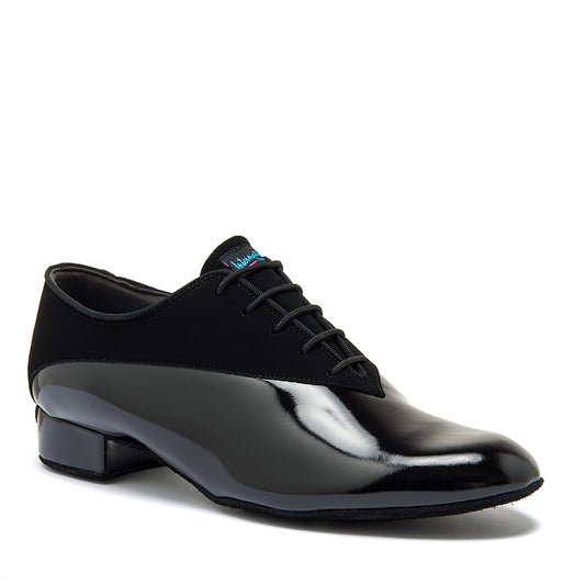 International Dance Shoes IDS Pino Men's Ballroom Dance Shoe in Black Nubuck/Black Patent