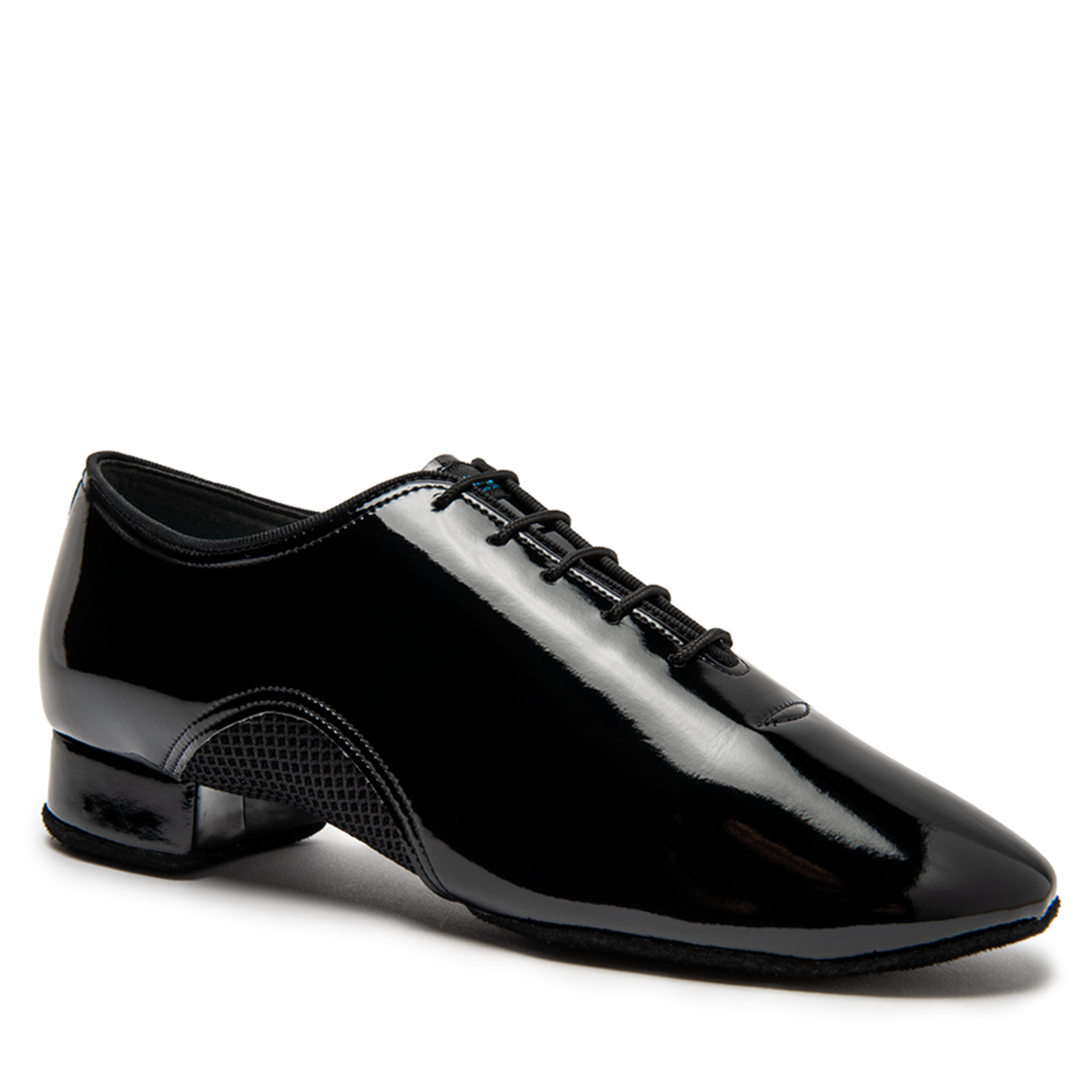 International Dance Shoes IDS Romeo Black Patent Men's Ballroom Shoe with Mesh Inserts and Split Sole