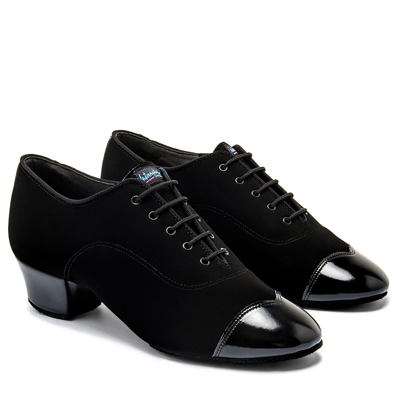 International Dance Shoes IDS Rumba Duo Men's Latin Shoe with Sleek Black Nubuck and Patent Two-Tone Design