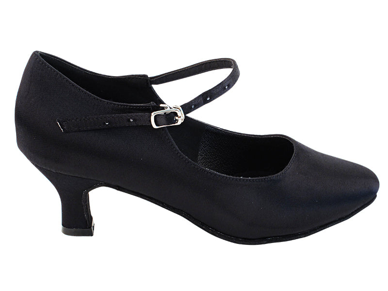 Very Fine S9137 Flesh or Black Satin Standard Ballroom Shoe with 2" Slim Heel