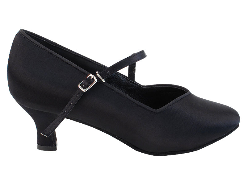 Very Fine S9138 Flesh Satin and Black Satin Standard Ballroom Shoes with 2" Slim Heel