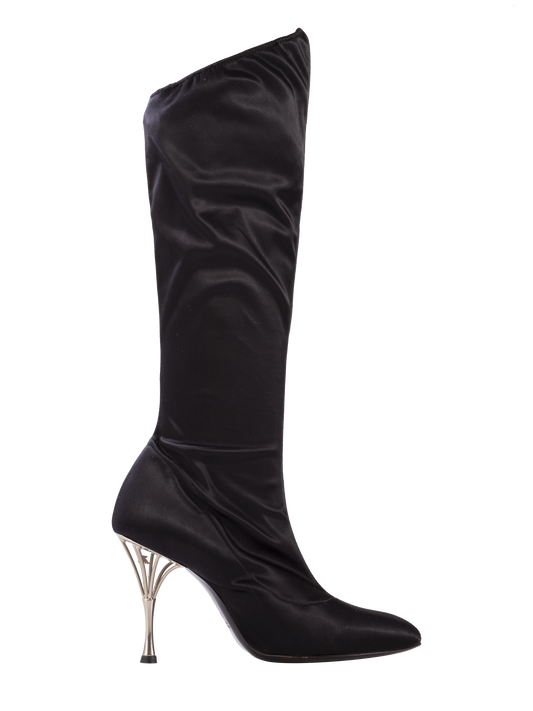 Dance Naturals 007 Bond Girl Black Satin Social Dance or Formal Evening Wear Boot