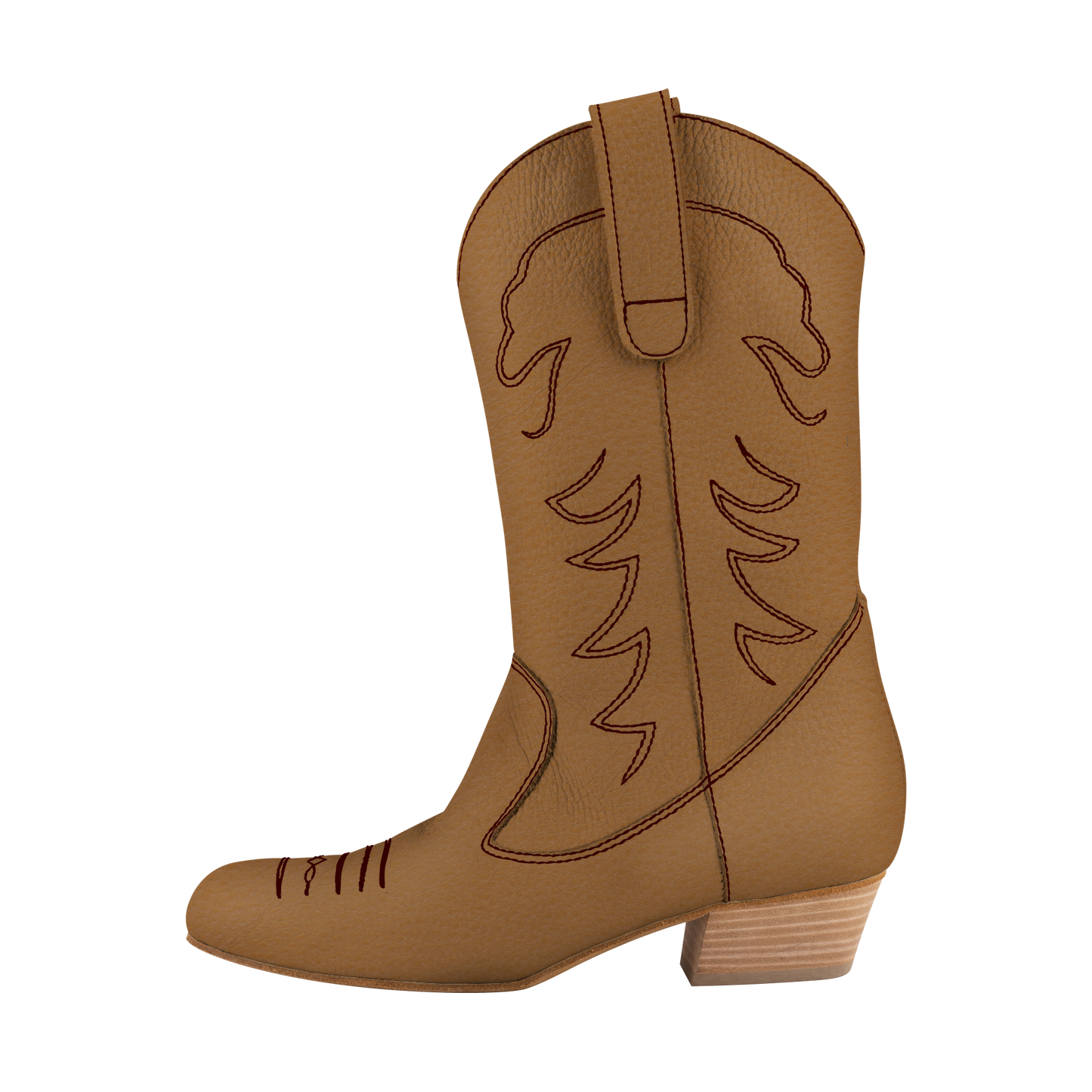 Dance Naturals 008 Pulcinella Tan Leather Social Dance Country Boot with Rounded Toe and Embroidery