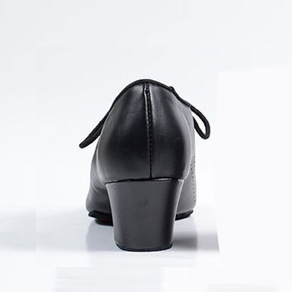Women's Genuine Black Perforated Leather Practice or Teaching Latin Sneaker Dance Shoe Height BDT1b_SALE